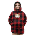 Sudadera Kangapaw cuadros rojos con gato asomando por la ventana